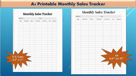 Printable Monthly Sales Tracker/ Monthly Business Tracker/ A4 | Etsy