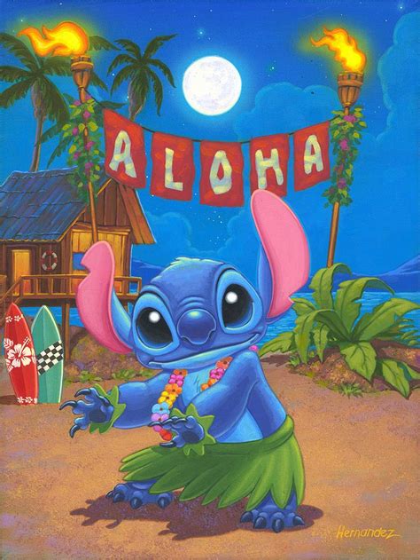 Hula Stitch 12x9 Original | Stitch disney, Lilo and stitch, Disney fine art