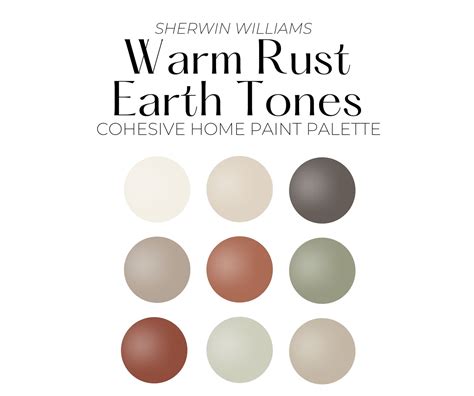 Sherwin Williams Warm Rust Earth Tones Paint Palette, Cohesive Whole House Color Palette, Earth ...