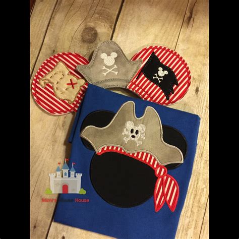 Mickey Mouse Pirate Hat and Scarf on a Royal Blue T-Shirt and