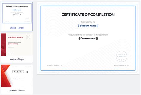 Course Completion Certificate Template Collection