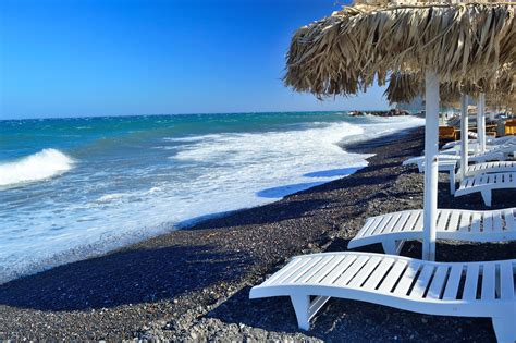 Lounge at Kamari Beach on Santorini