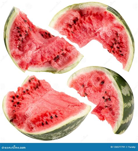 Watermelon Slices Isolated on a White Background Stock Image - Image of ...