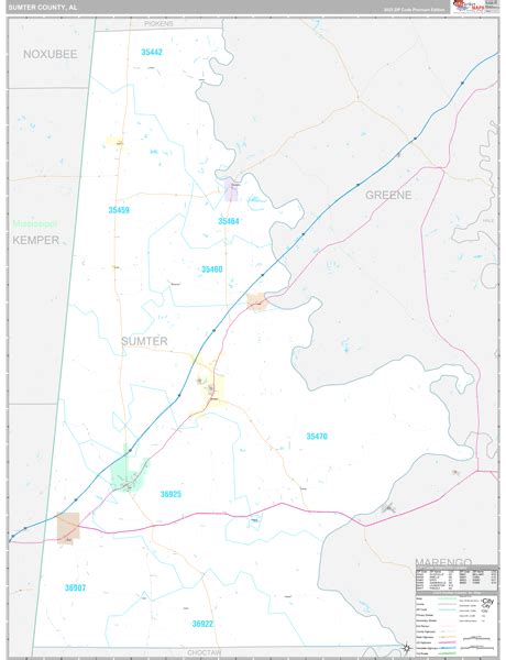 Sumter County, AL Map - Premium