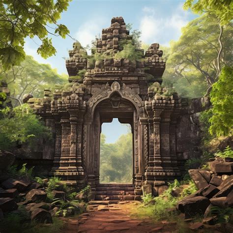 Premium AI Image | Ancient Hindu temple arch gate