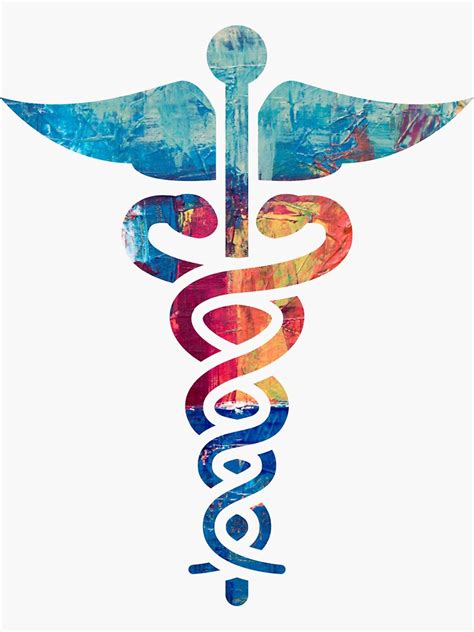"Caduceus Medical Symbol - colorful" Sticker for Sale by brackerdesign | Redbubble