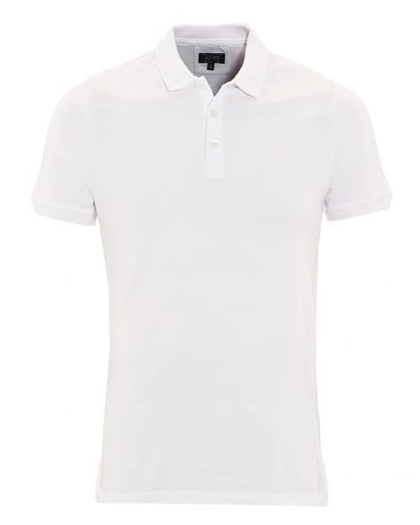 Armani Jeans Mens Polo Shirt, Plain White Short Sleeve Polo