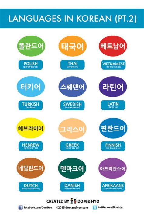 Learn Korean: Languages in Korean Pt.2 | Learn Korean with Fun & Colorful Infographics - Dom & Hyo