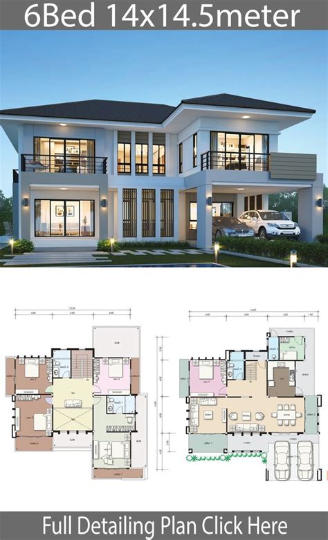 Beautiful Two Story House Plan with 6 Bedrooms