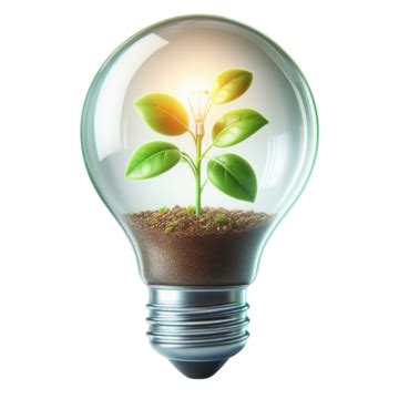 Innovation In Sustainability Plant Growing Glowing Light Bulb, Light Bulb, Sprouting Plant ...