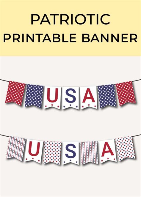 Printable USA patriotic banner - Chevron Lemon