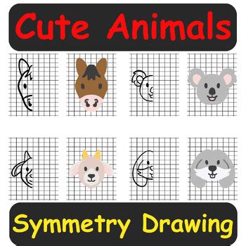 Symmetry Drawing Activity Animals Draw by EducationGuide | TPT