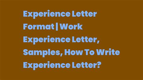 Experience Letter Format | Work Experience Letter, Samples, How To Write Experience Letter ...