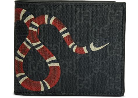 Gucci Kingsnake Wallet GG Supreme (8 Card Slots) Black in Canvas