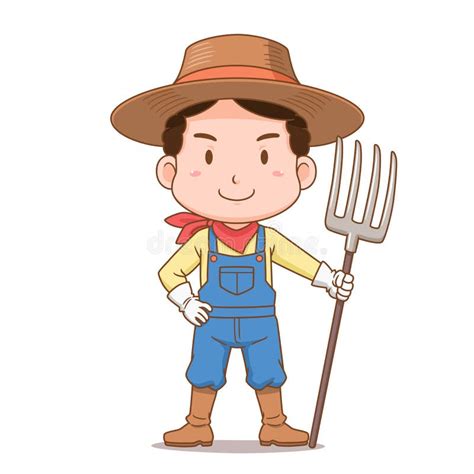 Cartoon Farmer Holding Rake. Stock Vector - Illustration of farmer ...