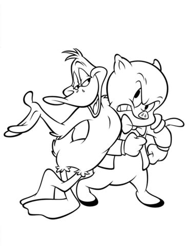 Daffy Duck And Porky Pig Coloring Page - Free Printable Coloring Pages for Kids