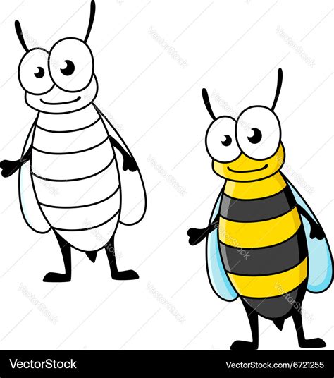 Cartoon yellow jacket wasp insect character Vector Image