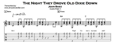 The Night They Drove Old Dixie Down Chords - Sheet and Chords Collection