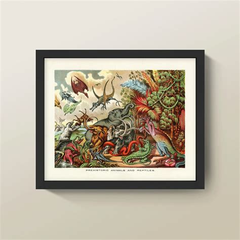 Vintage Dinosaurs Poster Prehistoric Animals & Reptiles - Etsy