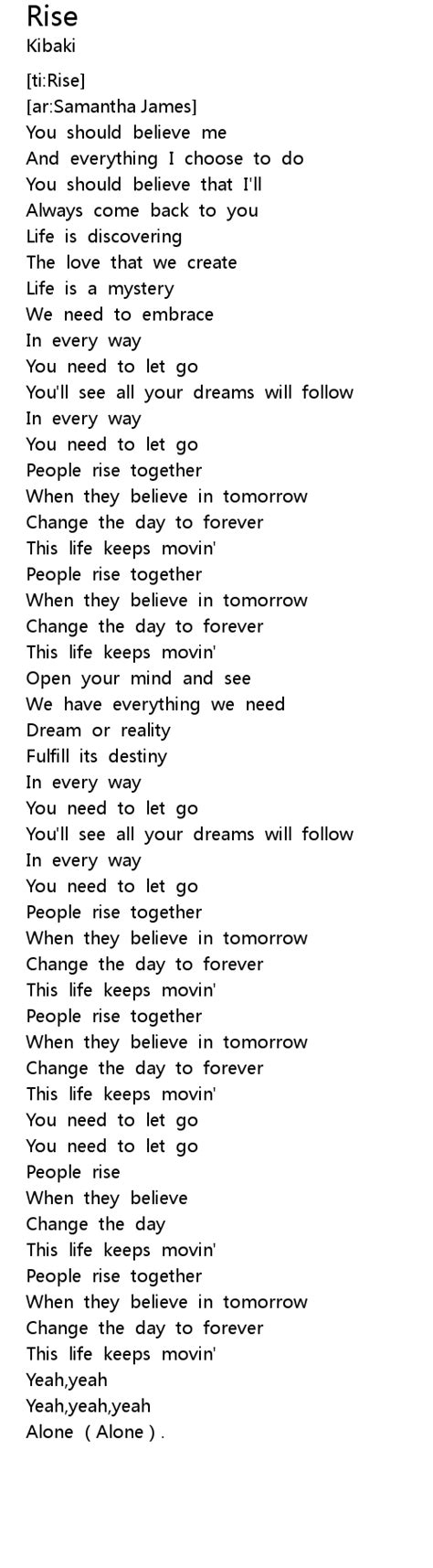 Rise Lyrics - Follow Lyrics