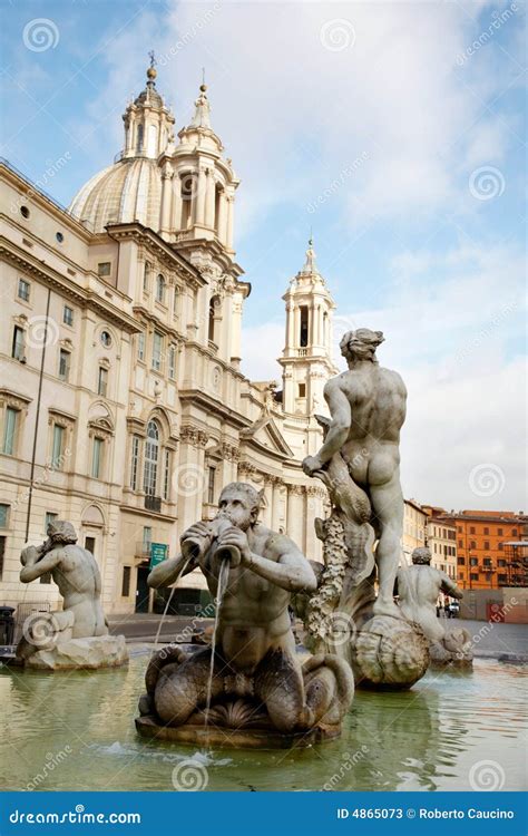 Piazza Navona Fountain stock image. Image of cathedral - 4865073