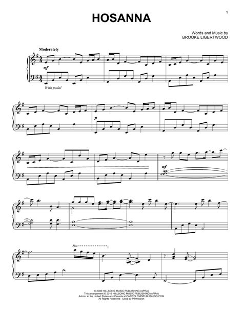 Hosanna by Hillsong United Sheet Music for Piano Solo at Sheet Music Direct