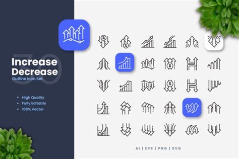 Increase and Decrease Icons Graphic by upnowgraphic · Creative Fabrica