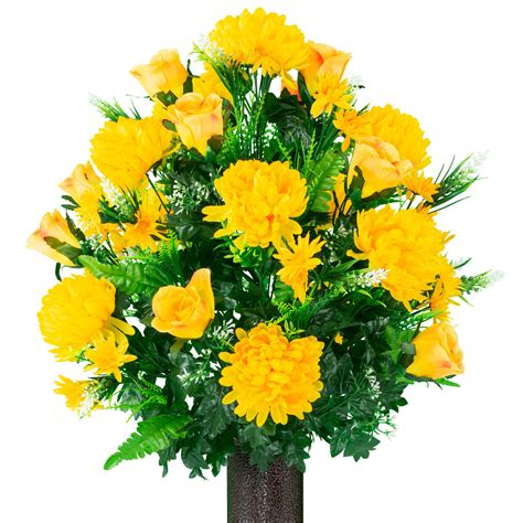 Sympathy Silks Artificial Cemetery Flowers – Realistic - Outdoor Grave Decorations - Non-Bleed ...