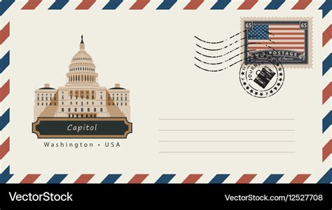 Envelope with a postage stamp capitol Royalty Free Vector