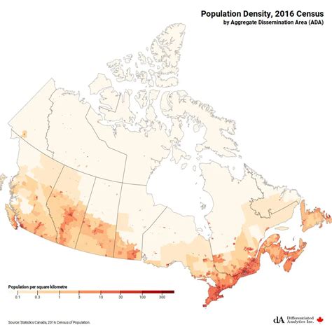 Population density in Canada (2016) - Vivid Maps