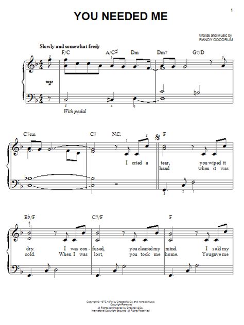 Anne Murray "You Needed Me" Sheet Music Notes | Download Printable PDF Score 84625