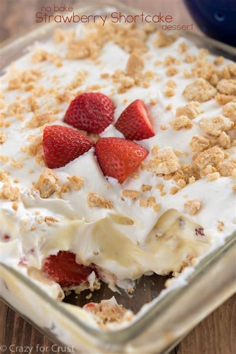 No Bake Strawberry Shortcake Dessert - Crazy for Crust