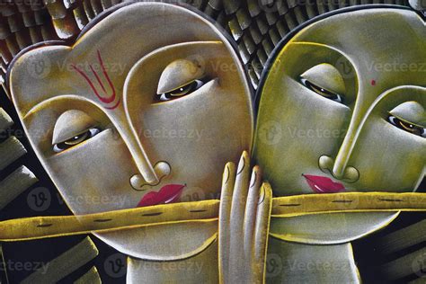 painting of krishna and radha with flute 6858886 Stock Photo at Vecteezy