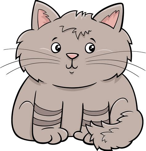 cute fluffy cat or kitten cartoon animal character 1919752 Vector Art ...