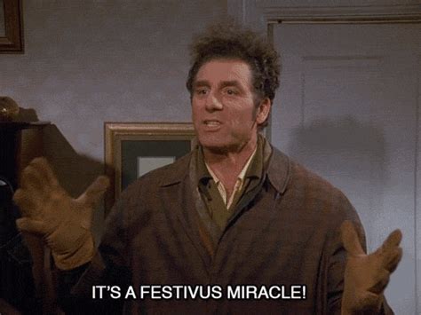 Kramer Saying “It’s a Festivus Miracle” (Seinfeld) | Gifrific