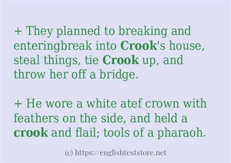 Some in-sentence examples of "crook" - EnglishTestStore Blog