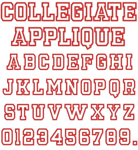 The Collegiate Applique Font - WilcomEmbroideryFonts.com