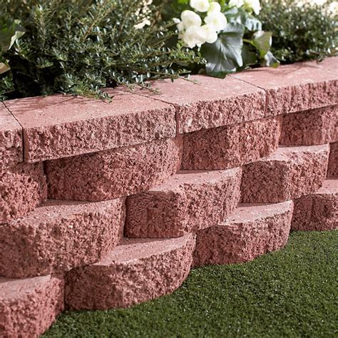 Basic 12-in L x 4-in H x 8-in D Red Retaining Wall Block in the Retaining Wall Block department ...