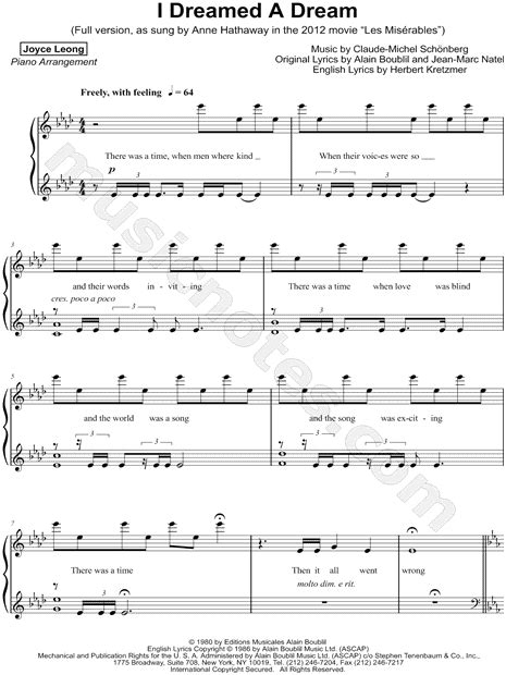 Joyce Leong "I Dreamed a Dream [Full Version]" Sheet Music in Ab Major ...