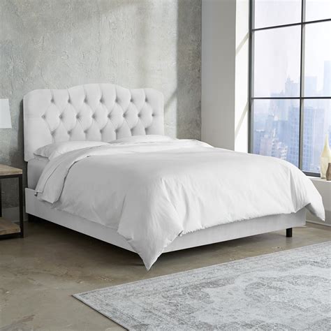 Shop Skyline Furniture White Velvet Tufted Bed - Free Shipping Today ...