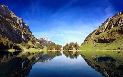 Nature Landscape Lake Sunlight Hill Switzerland Wallpapers Hd Images