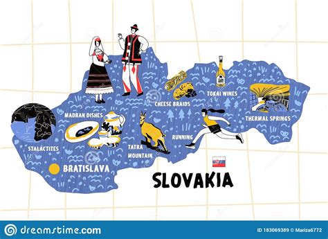 Slovakia Map Hand Drawn Vector Illustration Flag Stock Vector ...