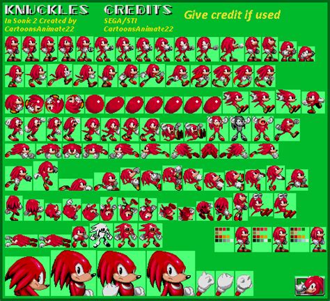 Knuckles Sonic 2 Style Sprite Sheet by CartoonsAnimate22 on DeviantArt