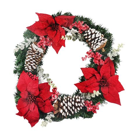 22" Poinsettia Wreath Red - Maison Handal