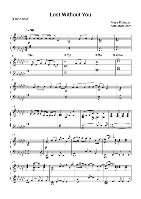 Freya Ridings - Lost Without You piano sheet music in Note-Store.com | Piano.Solo SKU PSO0012741 ...