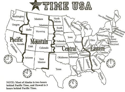 Printable Time Zone Map United States