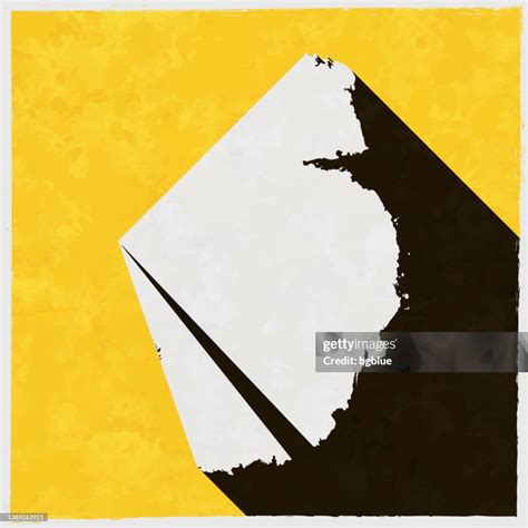 Australian Antarctic Territory Map With Long Shadow On Textured Yellow Background High-Res ...