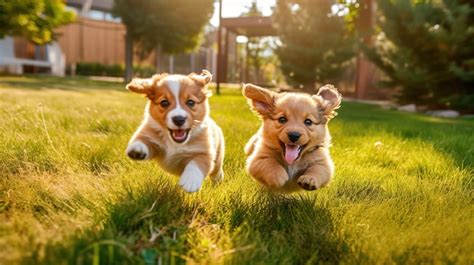 Premium AI Image | happy puppies playing together