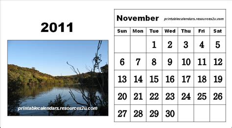 2011: Printable November 2011 Calendar