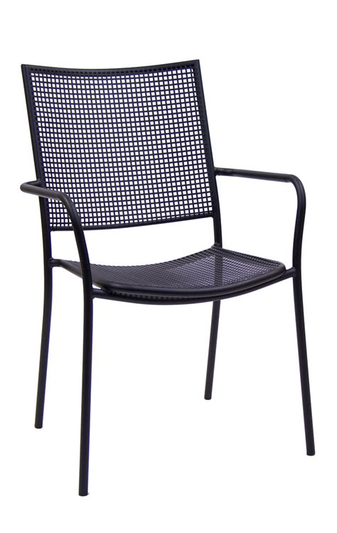 Black Outdoor Metal Armchair w/Punched Hole Mesh - Outdoor Restaurant Chairs - Outdoor ...